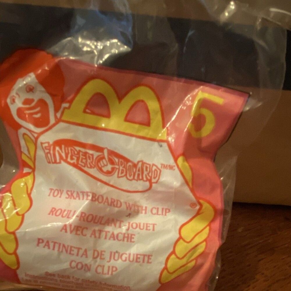 McDonald's Fingerboard Toy Skateboard w/ Clip #5 Sealed Polybag (2000)